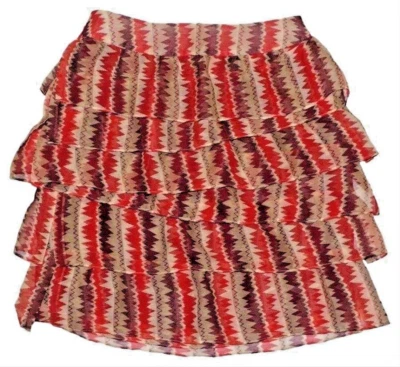 $148 Falda Anthropologie en ZigZag en Niveles 10 Grandes Crepé Arrugado Óxido Anna Sui Nueva con Etiquetas Foto 1 de 4