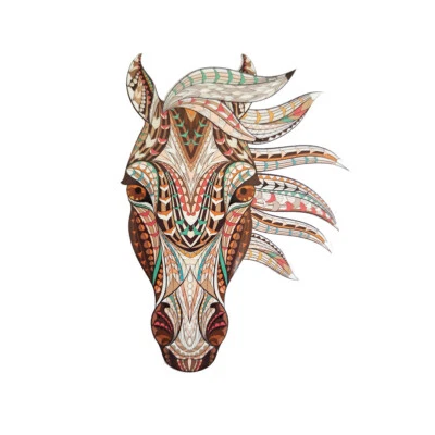 Bügelbild Pferdekopf Pferd Ethno Reitsport  - Bild 1 von 3