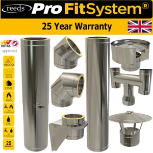 Stove Flue Twin WalI Insulated Kit 6 inch For Stoves - Stainless Steel 150mm - Picture 1 of 72