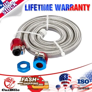 1PCS Universal Fuel Line Stainless Steel Braided Hose 5/16" 3FT w/Fitting USKY - Picture 1 of 14