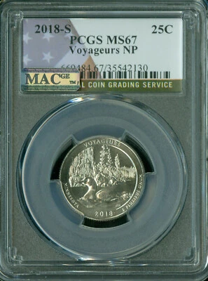 2018 S VOYAGUERS FLAG QUARTER PCGS MS67 PQ MAC FINEST GRADE & SPOTLESS .  - Image 1 of 2