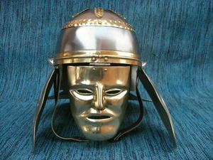 Casco medieval único listo para la batalla 18 ga casco antiguo máscara facial completa casco - Imagen 1 de 3