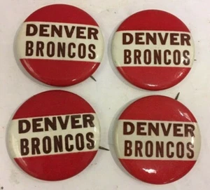 VINTAGE DENVER BRONCOS FOOTBALL 1950'S-60'S RED & WHITE 1 3/4" PINS Lot of 4 - Picture 1 of 2