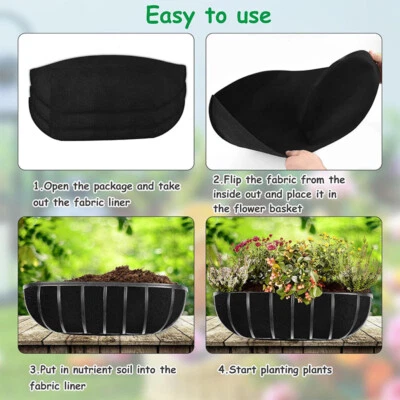 24/30/36x Felt Trough Planter Liners Non-Woven Window Hanging Plant Basket Liner - Image 1 of 4
