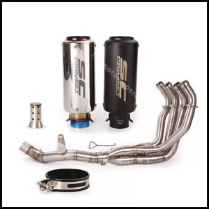 For Kawasaki Z900 2017-2022 Full System Exhaust Tips Black Tail Front Link Pipe - Picture 1 of 11