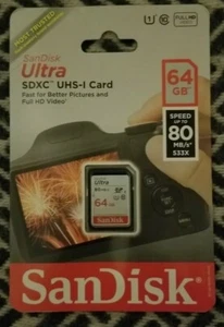 Sandisk Ultra SDXC 64GB 80MB/S C10 Flash Memory Card - Picture 1 of 2