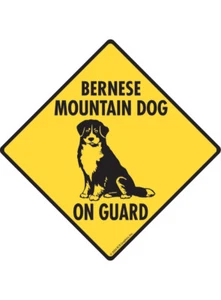 Warning! Bernese Mountain Dog On Guard Aluminum Dog Sign or Vinyl Sticker - Picture 1 of 5