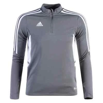 Camiseta de Entrenamiento ADIDAS Para Hombre 3XL Condivo 22 Manga Larga 1/4 Cremallera Gris/Blanco Rayas Foto 1 de 2