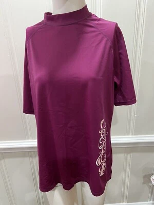 Kanu Surf Women's UPF 50+ Short Sleeved Active Rashguard & Workout Top Purple XL - Image 1 of 4