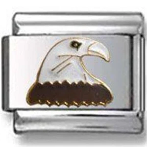 BALD EAGLE BIRD EE. UU. AMÉRICA AUTÉNTICO ENCANTO ITALIANO 9 MM HÁGALO USTED MISMO PULSERA RARA - Imagen 1 de 2
