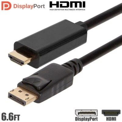 6.6FT DisplayPort DP to HDMI Converter Cable Adapter HDTV 4K 60Hz PC MacBook Pro - Image 1 of 4