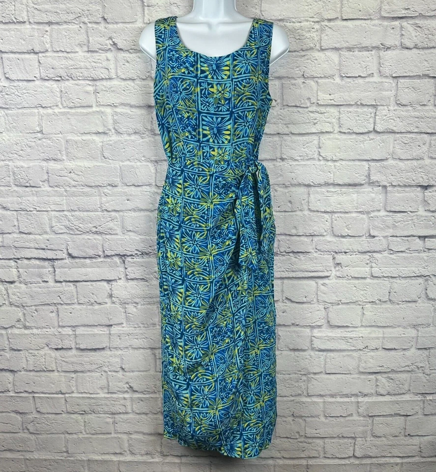 Vestido De Colección Spencer Jeremy Talla 8 Imitación Envoltura Pura Seda Tropical Hawaiano Geométrico Foto 1 de 4