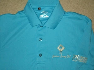 MONTEREY CLUB BRADENTON CC MEN'S GOLF POLO SHIRT BLUE SMALL USED POLYESTER - Picture 1 of 3