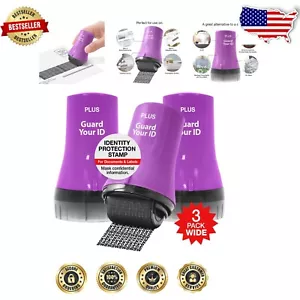 Compact Identity Protection Rollers - Mess-Free & Eco-Friendly, Purple 3-Pack - Picture 1 of 11
