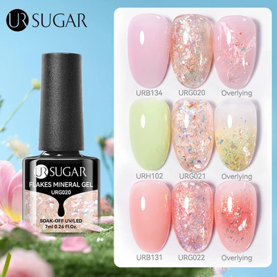 UR SUGAR 7ml Flakes Mineral Glitter Sequins Nail Gel Polish Nail Art Gel Varnish