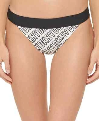 Dkny Logo-Print Low-Rise Bikini Bottoms Swimsuit White Size Medium - Image 1 of 3