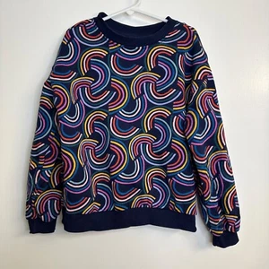 Hanna Andersson Size 120 6-7 Navy Rainbow Print Sweatshirt - Picture 1 of 5