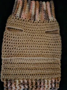 Hand Crocheted Crochet Dog Sweater Size S Tan Mixed Color 13" x 15" x 13" L - Picture 1 of 4