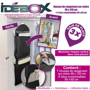 Housse de rangement sur cintre 48x20 cm + 4 sacs aspi comprimables - Imagen 1 de 1