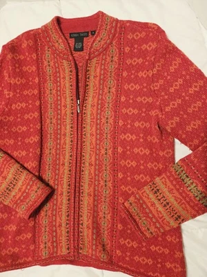Nomadic Traders Floral Cardigan Sz S Red Vintage Nordic Cottagecore Boho Fairy  - Image 1 of 4