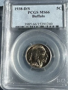 1938 D/S buffalo nickel PCGS MS66. - Picture 1 of 2