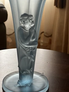 Art Deco Blue Depression Glass Lady figure Vase 1930’s Vintage   - Picture 1 of 11