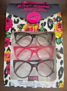 Betsey Johnson Lesebrille +1,50 Lesebrille 3er Pack Catseye Schildpatt Pink Schwarz - Bild 1 von 3