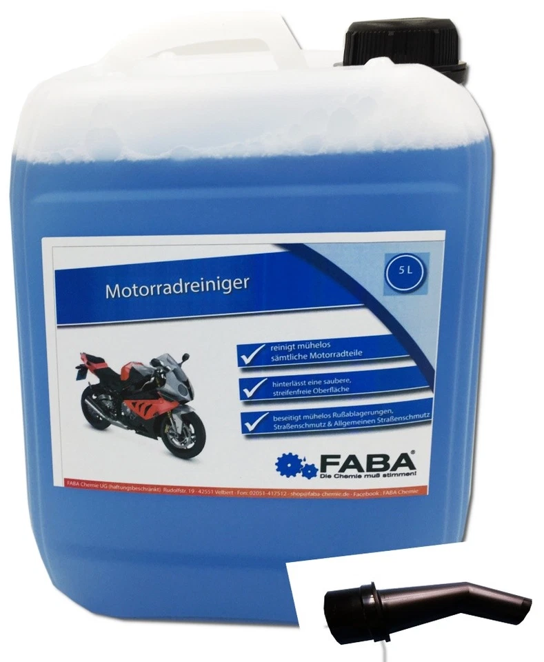 FABA CHEMIE 5 L Motorradreiniger Motorrad-Reiniger Bike Cleaner inkl. Auslaufhilfe