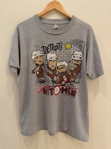 Vintage 1988 Detroit Red Wings Detroit's Hit Men Caricature Shirt Gray XL - Picture 1 of 5