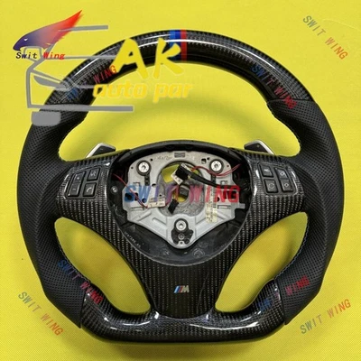 Carbon Fiber Steering Wheel Fit BMW E90 E92 E93 M3 328i 335i 135i with Trim - Image 1 of 4