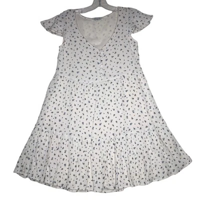 Mini Vestido American Eagle XS Babydoll Fluido Floral Gasa Blanco Azul Boho Foto 1 de 3