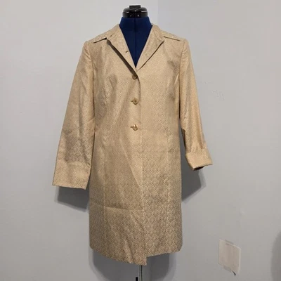 Talbots Vintage Gold Pure Silk Brocade Long Blazer Size 8P - Image 1 of 4
