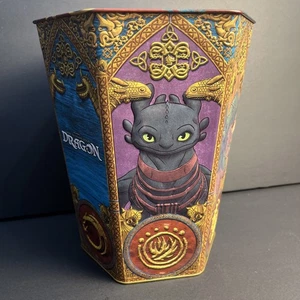 How To Train Your Dragon Hexagon Popcorn Bucket Cinemark Exclusive Tin 8.5” - Picture 1 of 8