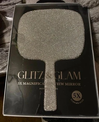 Espejo brillante con diamantes de imitación de aumento Glitz Glam 5X plateado - ¡Envío al día siguiente! Foto 1 de 2