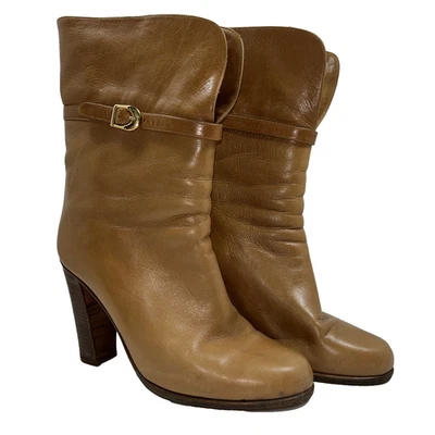 VTG Bruno Magli LEATHER ANKLE BOOT Womens Shoes Brown EU 37 1/2 US 6-7 - Image 1 of 4