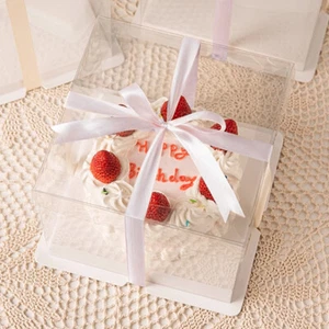 Large Clear PVC Gift Boxes Cake Dessert Packaging Transparent Box Wedding Favors - Picture 1 of 16