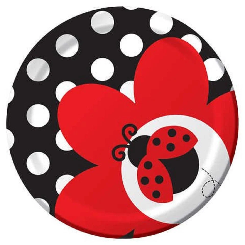 Ladybug Fancy Animal Insect Bug Kids Birthday Party 7" Paper Dessert Plates - Image 1 of 1