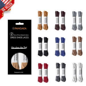[2 Pairs] (4 Laces) Waxed Shoelace for Dress Shoes Laces Oxford Brown Black Red - Picture 1 of 37