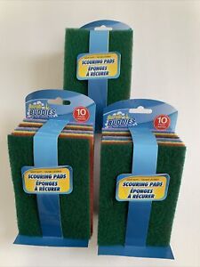 Scrub Buddies Scouring Pads 4x6 Inch 3-  Packs of 10 Total 30 Pads Brand New