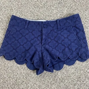 Lilly Pulitzer The Walsh Shorts Eyelet 100% Cotton Lace Blue Size 0 - Picture 1 of 13