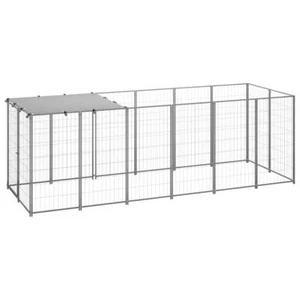 vidaXL Dog Kennel Silver 330x110x110 cm Steel - Picture 1 of 6
