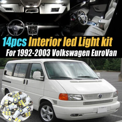 Kit de luces LED interiores de coche súper blancas de 14 piezas para Volkswagen EuroVan 1992-2003 Foto 1 de 4