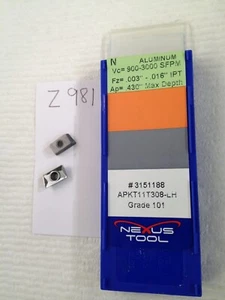 10 NEW NEXUS APKT 11T308-LH CARBIDE INSERTS. GRADE: 101 FACTORY PACKED (Z981) - Picture 1 of 1