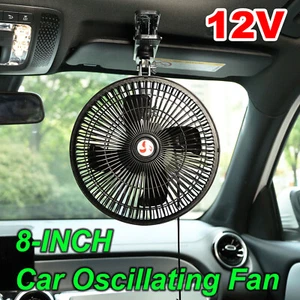 Ventilador Oscilante de Refrigeración Coche 12V 8"" Automático Verano Portátil 360° Clip Giratorio - Imagen 1 de 12