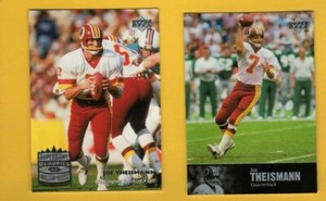 1997 Upper Deck Legends JOE THEISMANN Washington Redskins Card + Super Bowl Card