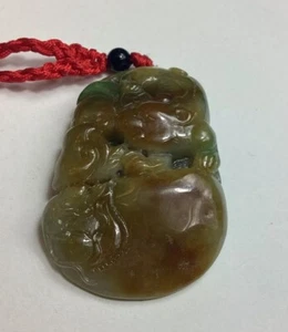 Green Jadeite Mongoose, Peach, Mouse, 2 Lucky Coins Translucent Pendant - Picture 1 of 14