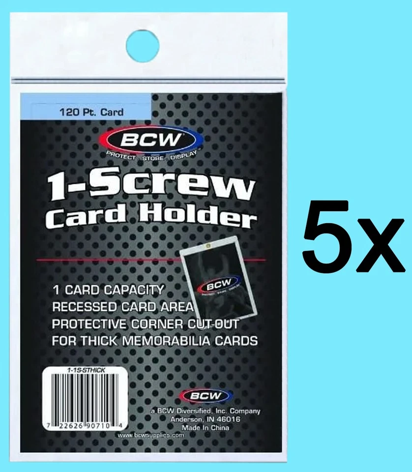 5 BCW 120pt 1-SCREW Thick Recessed Screwdown Trading Card Holders Case Patch - Image 1 of 3