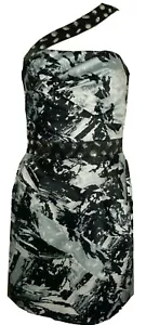 LIPSY Black & White JEWELLED ONE SHOULDER Satin DRESS Size 8 - Picture 1 of 3