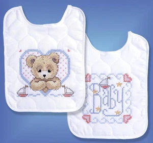 Kit de punto de cruz ~ Diseño funciona / Tobin a la hora de acostarse Niño Pechera Set (2) #T21704 - Imagen 1 de 3