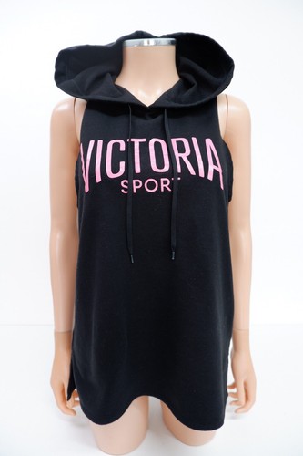 UNDERCOVER Felpa donna con cappuccio Victorias Secret Sport taglia S small nera senza maniche